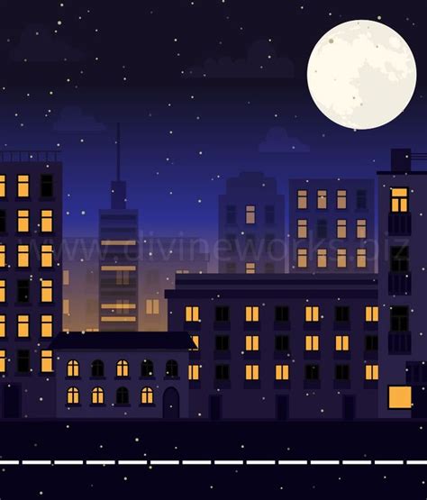 City At Night Vector | Night illustration, Night city, Night sky art