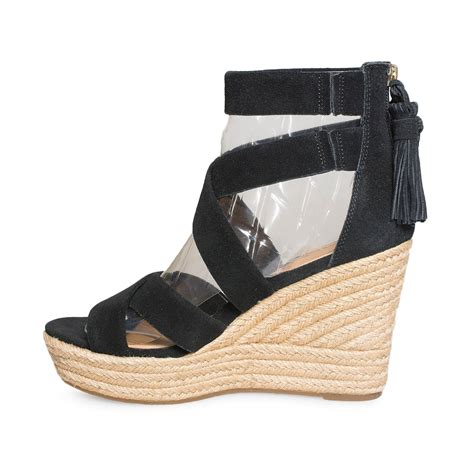 UGG Raquel Black Wedge Sandals - Women's - MyCozyBoots