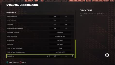 Madden NFL 22 Visual Feedback Settings For PS4 - An Official EA Site