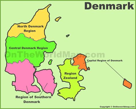 Denmark regions map - Ontheworldmap.com