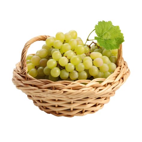 Green Grapes Basket On Transparent Background, Grapes, Green Grapes, Transparent Background PNG ...