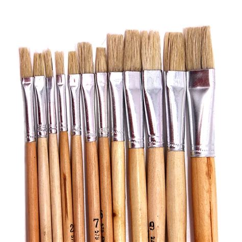 12pcs/set Natural wood rod pig bristle paintbrush watercolor brush ...