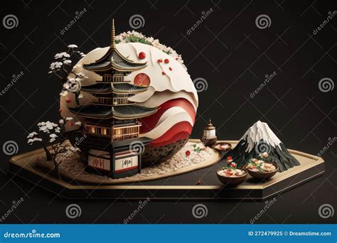 Japan Illustration. AI Generated Stock Illustration - Illustration of architecture, mountain ...