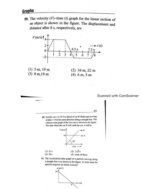 Motion in A Straight Line - I) Graphs | PDF