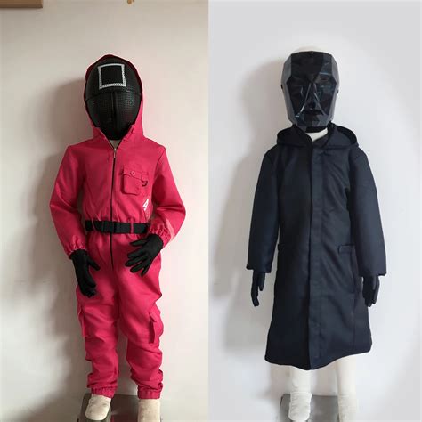 Kids Adult Squid Game Costume Cosplay Jumpsuit Logo Face Square Circle ...