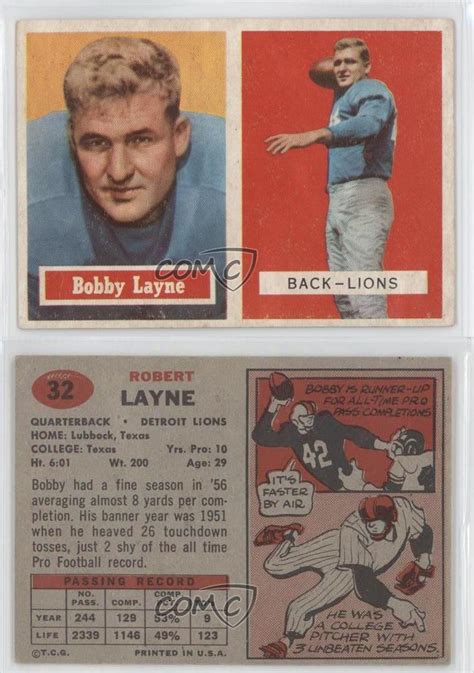 1957 Topps #32 Bobby Layne Detroit Lions Football Card | eBay