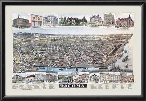 Tacoma WA 1890 Restored Map | Vintage City Maps