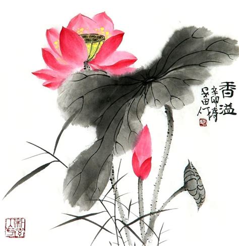 Chinese Lotus Painting Lotus 2388041, 33cm x 33cm(13〃 x 13〃)