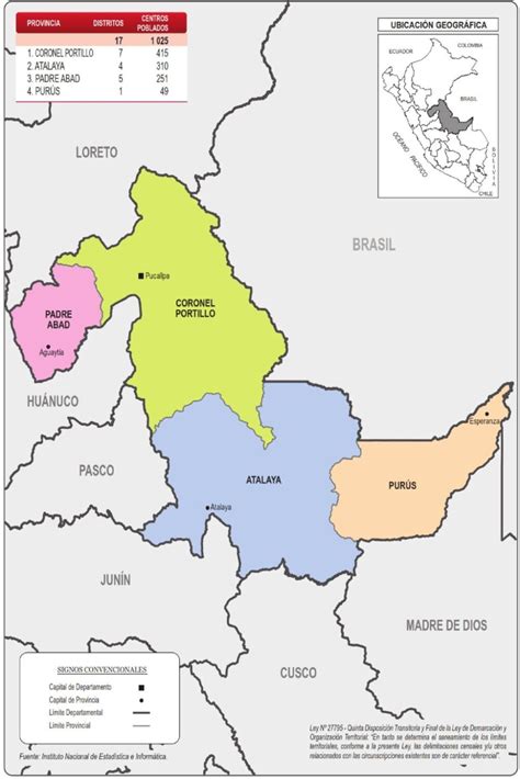 Mapa de Ucayali | Provincia, Municipios, Turístico y Carreteras de Ucayali Perú