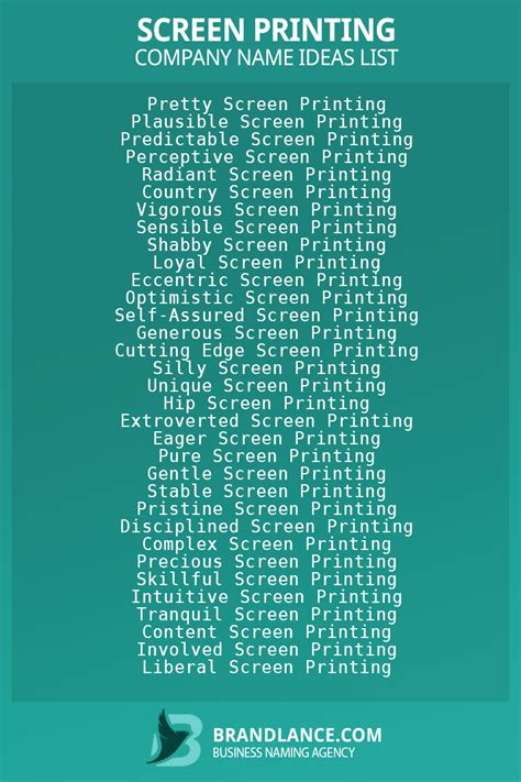 1300+ Screen Printing Business Name Ideas List Generator