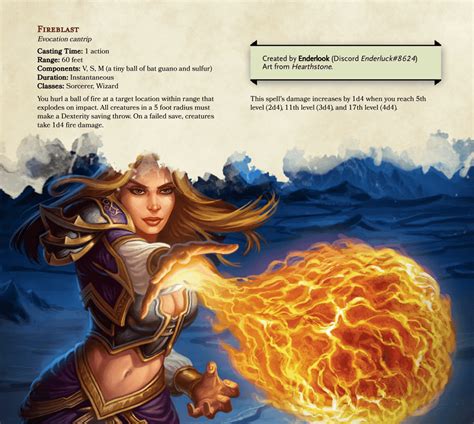 New Cantrip - Fireblast - Spells Collection : DnDHomebrew