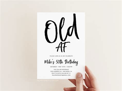 Funny Birthday Invitation for Men Template Adult Bday | Etsy