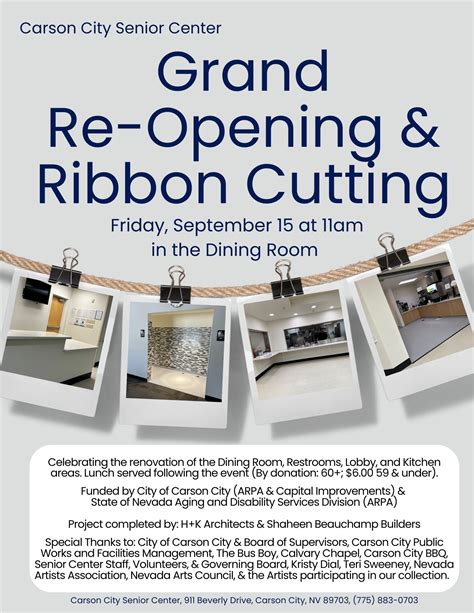 Grand Re-Opening & Ribbon Cutting | Carson City Senior Center | Nevada ...