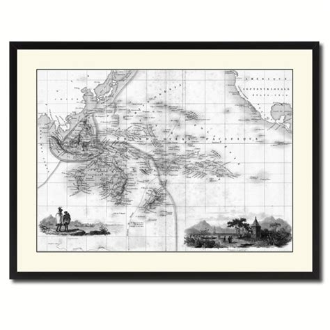 17 Stories Oceania Australia New Zealand Map Framed On Canvas Print | Wayfair