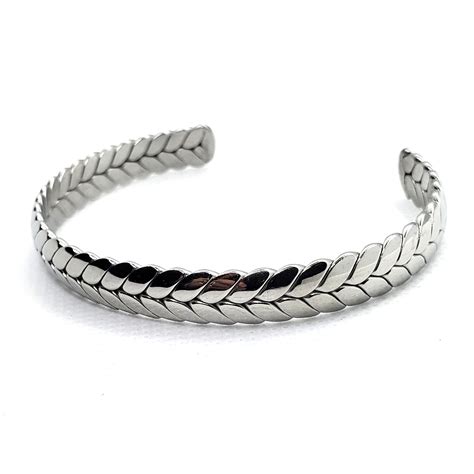 Stainless Steel Wheat Bangle : Natural Frequency Products