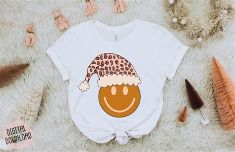 Smiley Face Santa Hat PNG Happy Face Santa Hat PNG Christmas Smiley PNG Leopard Print Smiley Png ...