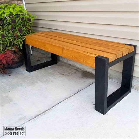 Simple 2x4 Bench Plans | Build an EASY Modern Bench - Mama Needs a Project | Wood bench outdoor ...