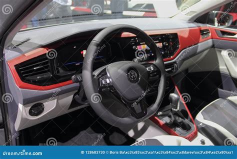 Switzerland; Geneva; March 8, 2018; the Volkswagen Polo GTI Interior; the 88th International ...