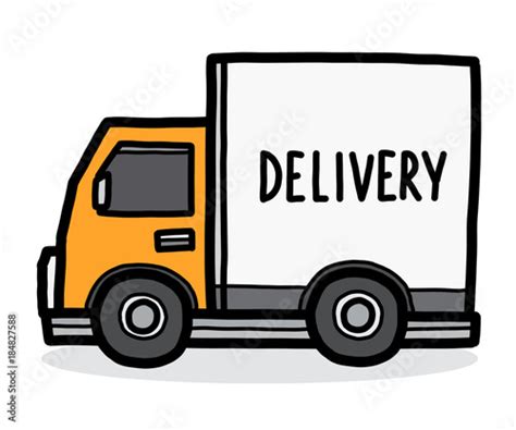 delivery van / cartoon vector and illustration, hand drawn style, isolated on white background ...