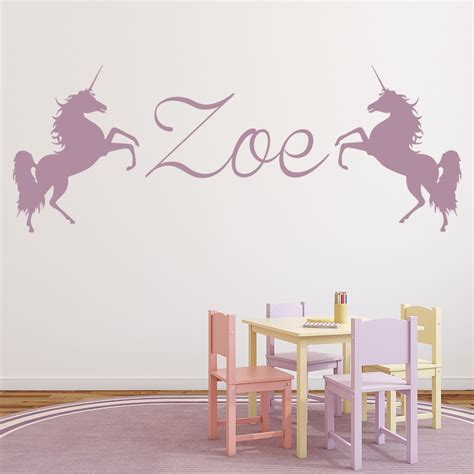 Personalised Name Wall Sticker Unicorn Wall Decal Girls Bedroom Home Decor