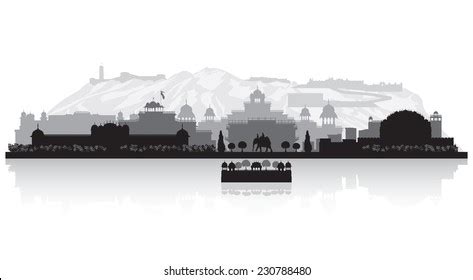 Jaipur India City Skyline Vector Silhouette Stock Vector (Royalty Free ...