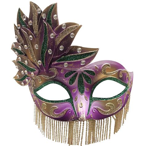 Venetian Beaded Mardi Gras Masquerade Mask 7in x 5in | Party City