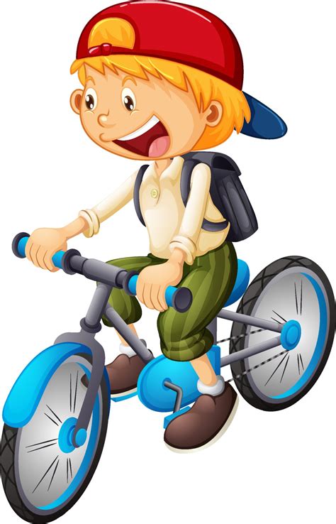 A boy riding a bicycle cartoon character isolated on white background 1928644 Vector Art at Vecteezy