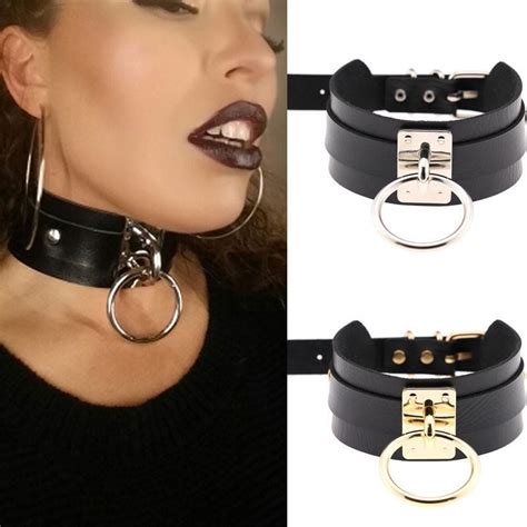 Canis - New Fashion Punk Gothic Wide PU Leather O Ring Collar Choker ...