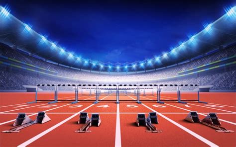 Athletics Stadium Track Hurdles Wallpaper Wall Mural