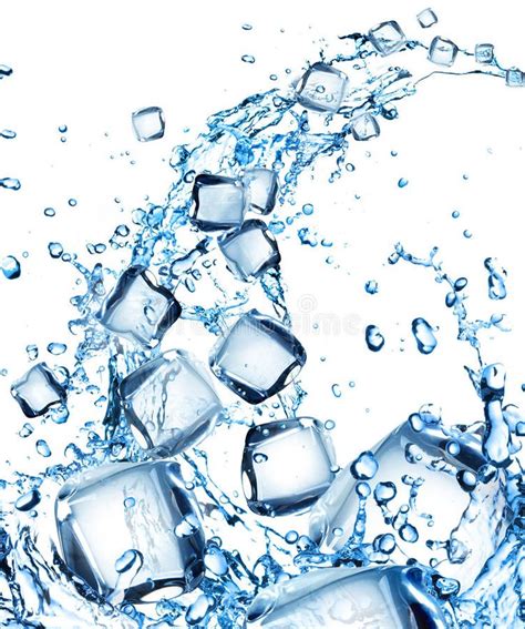 Water splash with ice cubes. Over white #Sponsored , #ad, #Paid, #splash, #cubes, #ice, #Water | Prf