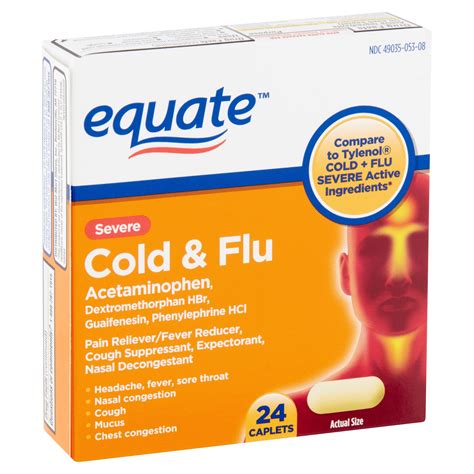 Equate Severe Cold & Flu Caplets, 24 count - Walmart.com - Walmart.com