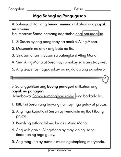 The PDF file below has three worksheets on the parts of a Filipino ...