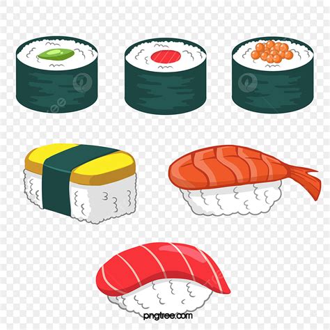 Japanese Sushi Clipart PNG Images, Cartoon Hand Drawn Japanese Sushi ...