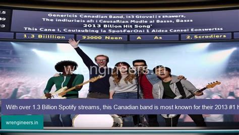 With over 1.3 Billion Spotify streams, this Canadian band is most known ...