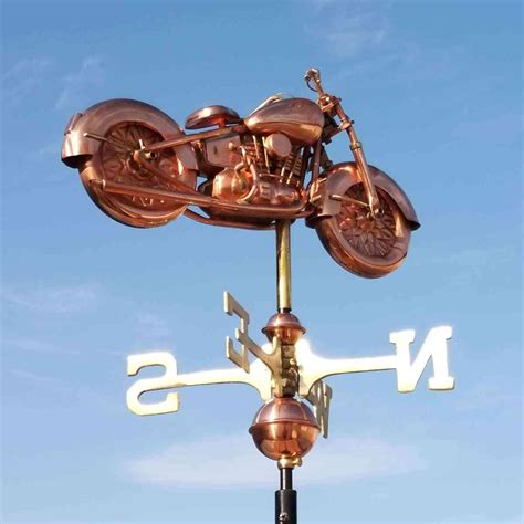 Copper weathervanes: Medium copper motorcycle weathervane