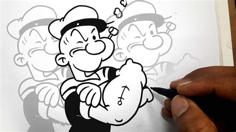 how to draw popeye the sailor man || easy drawing for kids - YouTube