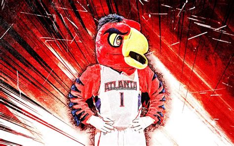 Download wallpapers 4k, Harry the Hawk, grunge art, mascot, Atlanta ...