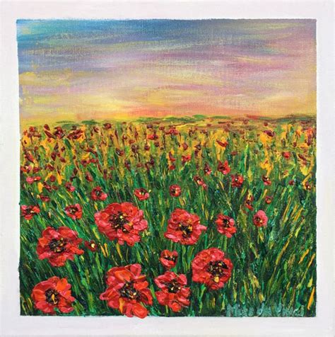 Poppies Field, Original Painting, Poppy , Painting by Olena Vasynovych ...