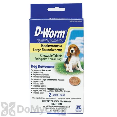 D - Worm Dog Dewormer Chewable Tablets for Puppies and Small Dogs