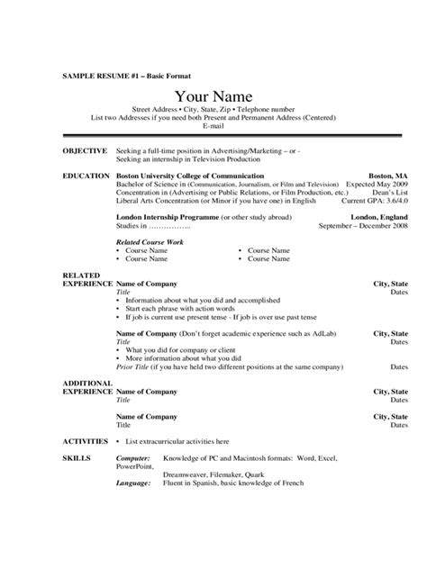 Basic Resume Template - 5 Free Templates in PDF, Word, Excel Download