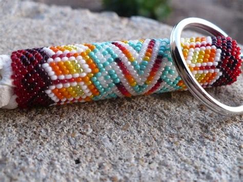 Peyote stitch beaded keychain Native American by StanfordNative