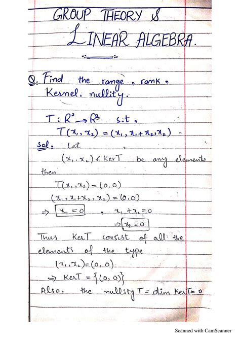 SOLUTION: Linear algebra rank nullity kernel range with examples - Studypool