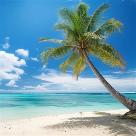 Premium AI Image | Coconut Tree with the Beach Background