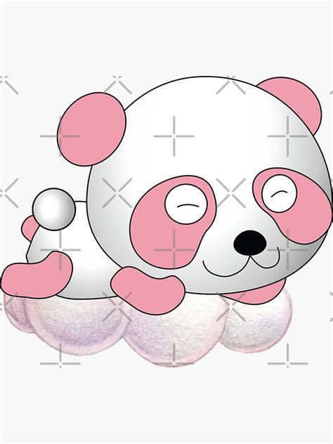 "Pink Baby Panda On A Cloud" Sticker by kambamdesigns | Redbubble