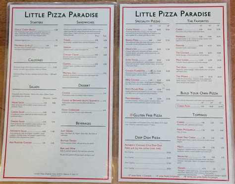 Menu at Little Pizza Paradise pizzeria, Bend, N Hwy 97 #117