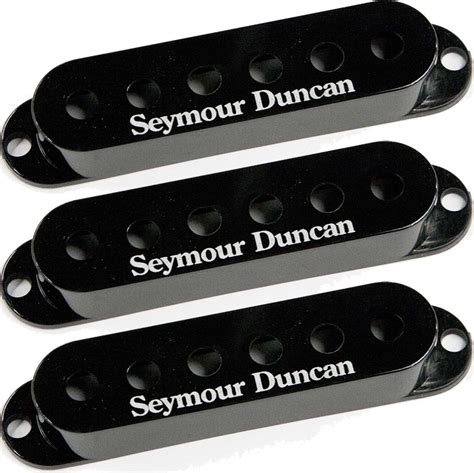 Seymour Duncan Set of 3 Pickup Covers for Strat Single Coil Pickups, Black with Logo