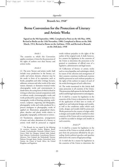 Berne Convention for the Protection of Literary and Artistic Works