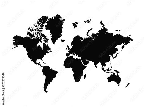 world map vector . world map template . world silhouette . black world ...