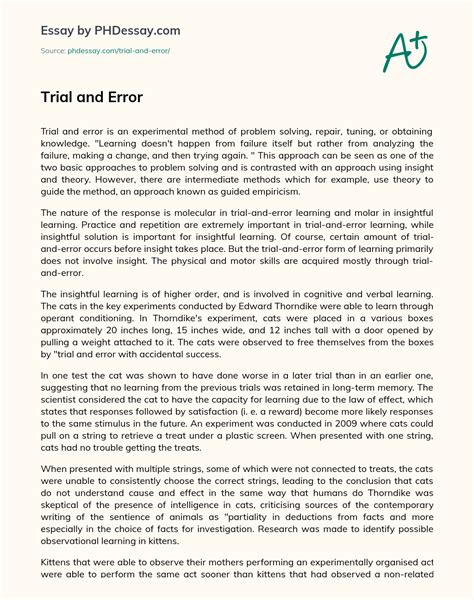 Trial And Error Definition Essay Example - PHDessay.com