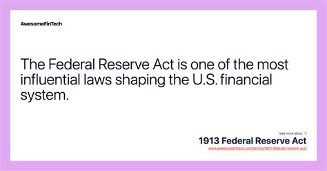 1913 Federal Reserve Act | AwesomeFinTech Blog